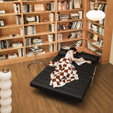 Retro leather Barcelona sofa chair with metal legs, featuring a lazy design for comfort